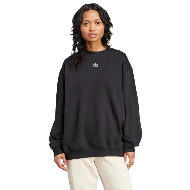 Essentials Long Oversized Crew Sweatshirt Donna - Felpe Nero - di cotone Black