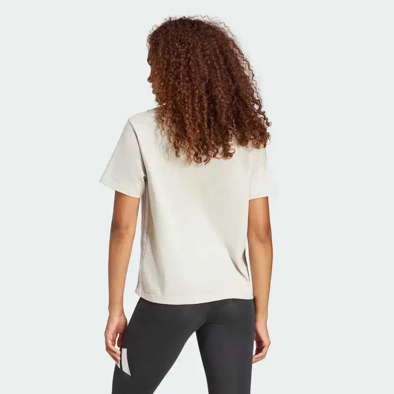 Essentials Maglietta in cotone a 3 strisce Beige miniatura 2