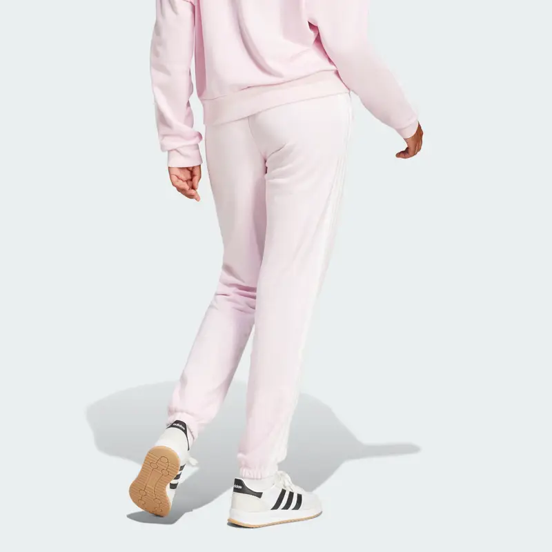 Essentials Pantaloni con risvolto in french terry a 3 strisce Clear Pink miniatura 2