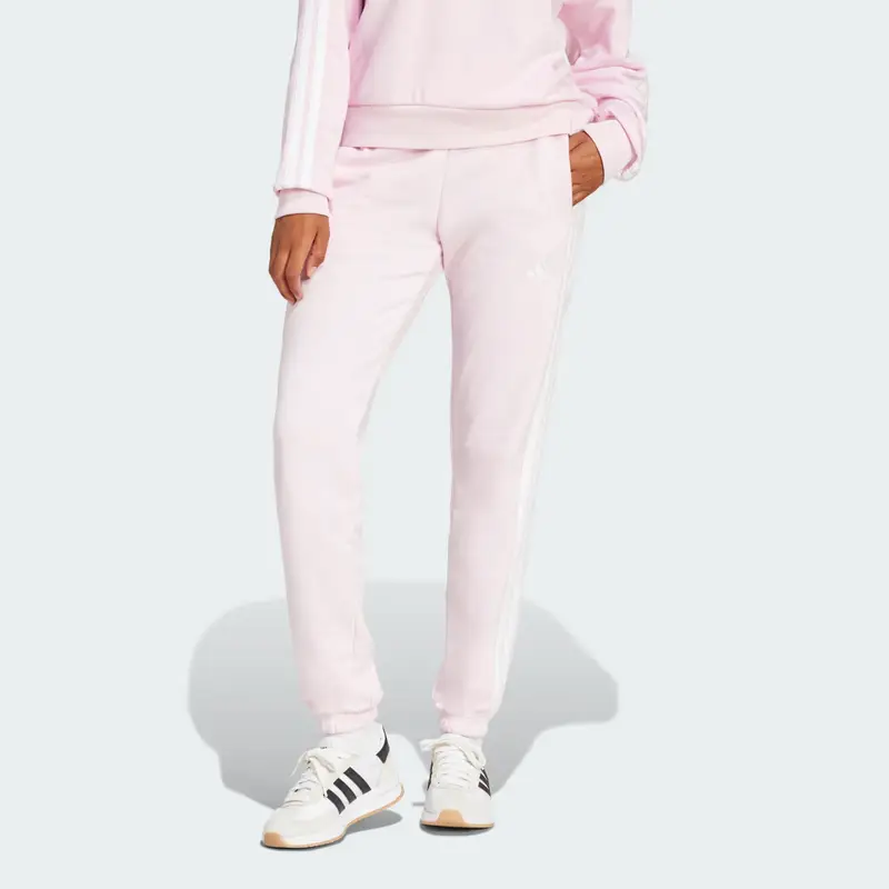 Essentials Pantaloni con risvolto in french terry a 3 strisce Clear Pink