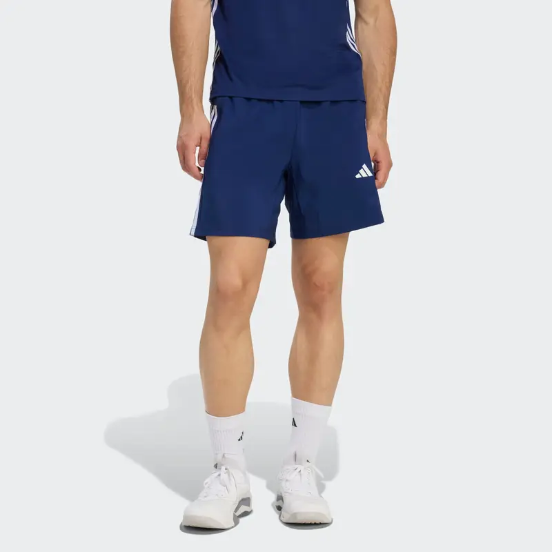 ESSENZIALI DA ALLENAMENTO BASE 3 Strisce WOVEN SHORT Dark Blue