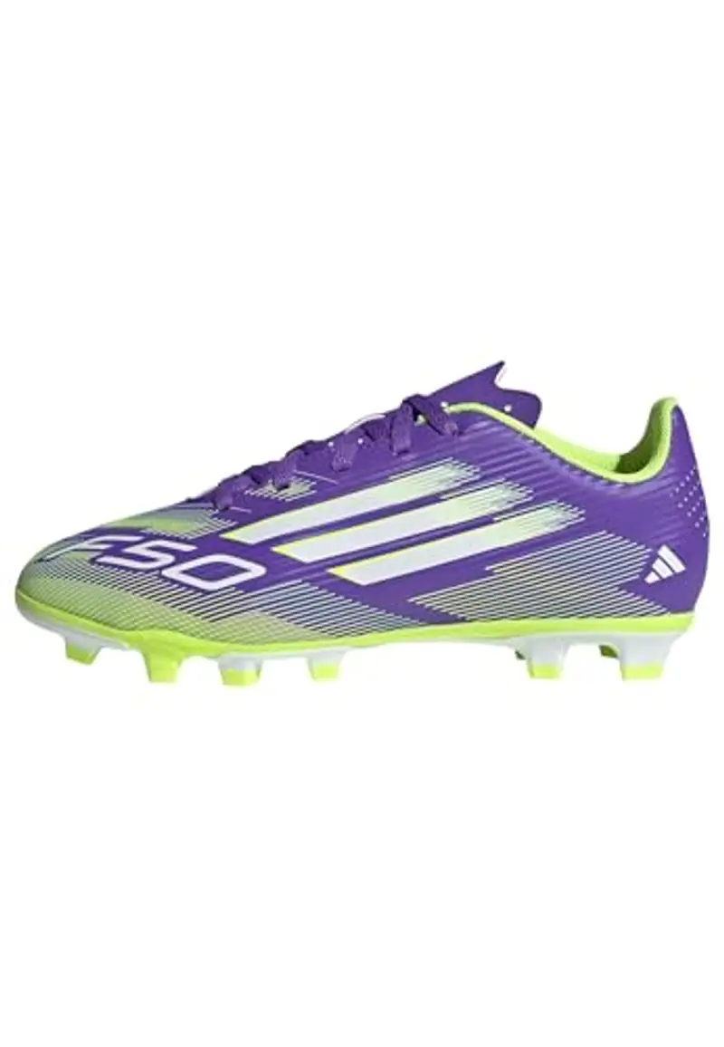 adidas F50 Club FG/MG J, Scarpe da Calcio, Purple Rush/Cloud White/Lucid Lemon, 36 2/3 EU