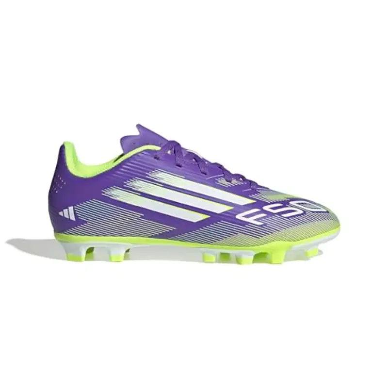 adidas F50 Club FG/MG J, Scarpe da Calcio, Purple Rush/Cloud White/Lucid Lemon, 36 2/3 EU miniatura 2