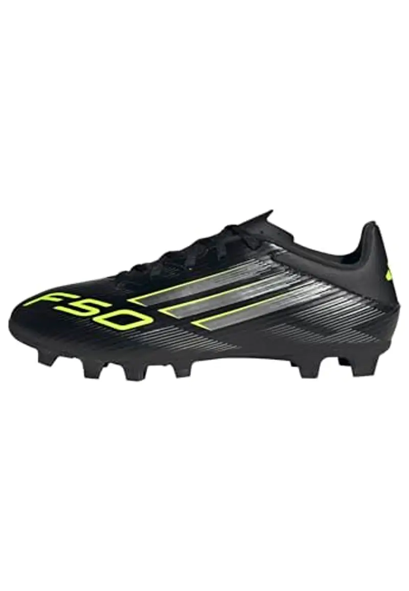 adidas F50 Club Firm Multi Ground Football Boots, Scarpe da Calcio Unisex-Adulto, Core Black/Iron Metallic/Lucid Lemon,