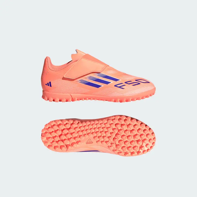 F50 Club Hook-and-Loop Turf Boots Kids Beam Orange
