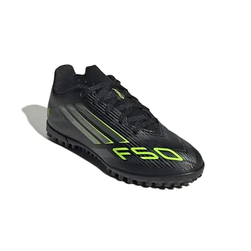 adidas F50 Club Turf Football Boots Kids, Scarpe da Calcio Unisex-Bambini, Core Black/Iron Met./Lucid Lemon, 35 1/2 EU miniatura 3