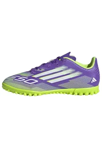 adidas F50 Club Turf Football Boots Kids, Scarpe da Calcio Unisex-Bambini, Purple Rush/Cloud White/Lucid Lemon, 32 EU