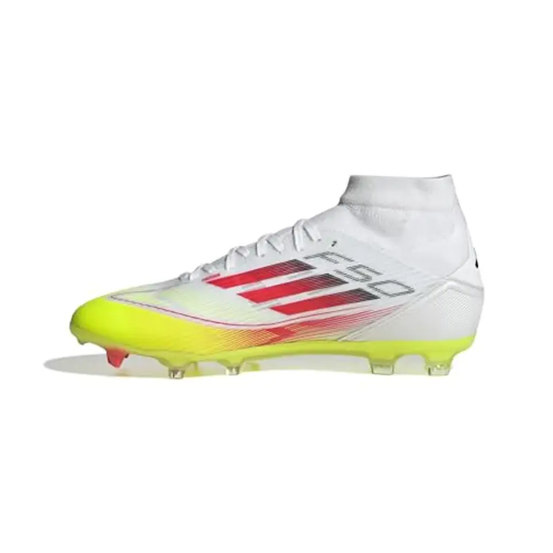 adidas F50 League Mid Football Boots FG/MG Women, Scarpe da Calcio Donna, Cloud White/Lucid Red/Solar Yellow, 38 2/3 EU