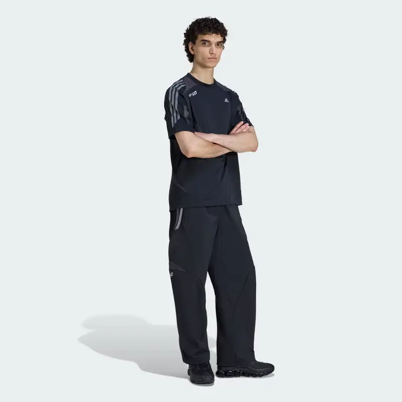 F50 Pantaloni della tuta larghi a righe Black miniatura 3