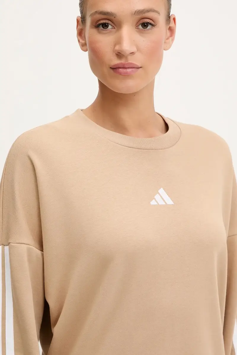 felpa 3-Stripes donna colore beige con applicazione JX7629 miniatura 4