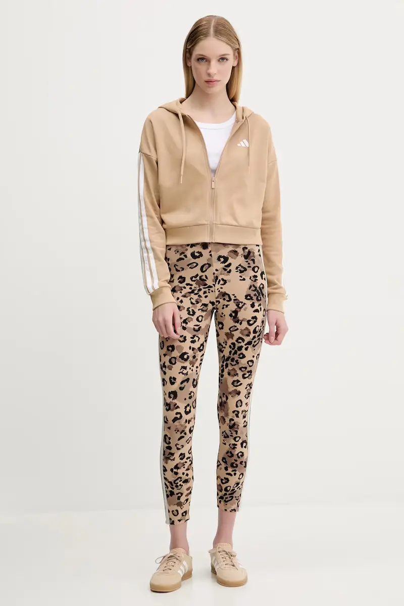 felpa 3-Stripes donna colore verde con cappuccio con applicazione JY3133 miniatura 2