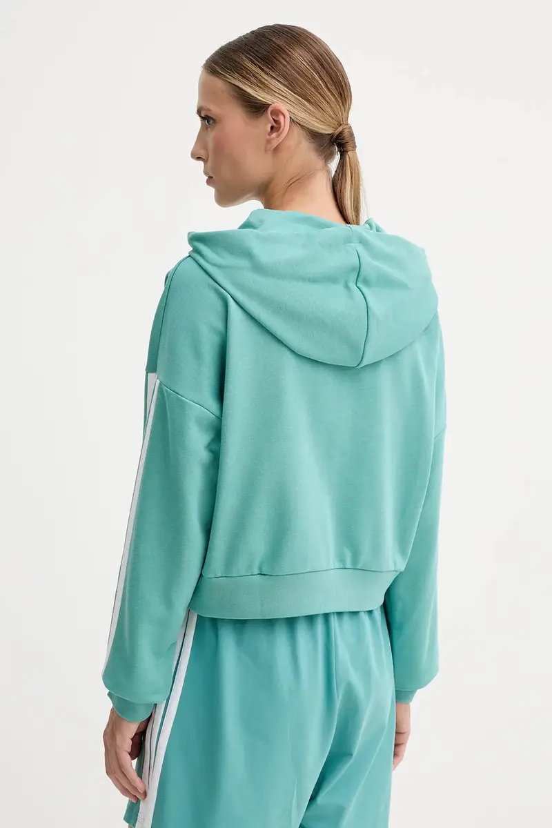 felpa 3-Stripes donna colore verde con cappuccio JX7677 Turchese miniatura 3