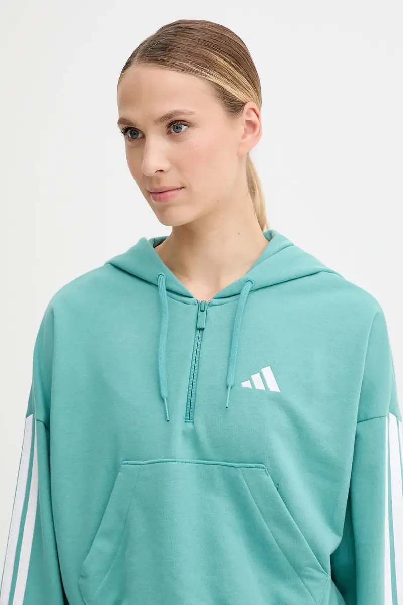 felpa 3-Stripes donna colore verde con cappuccio JX7677 Turchese miniatura 4