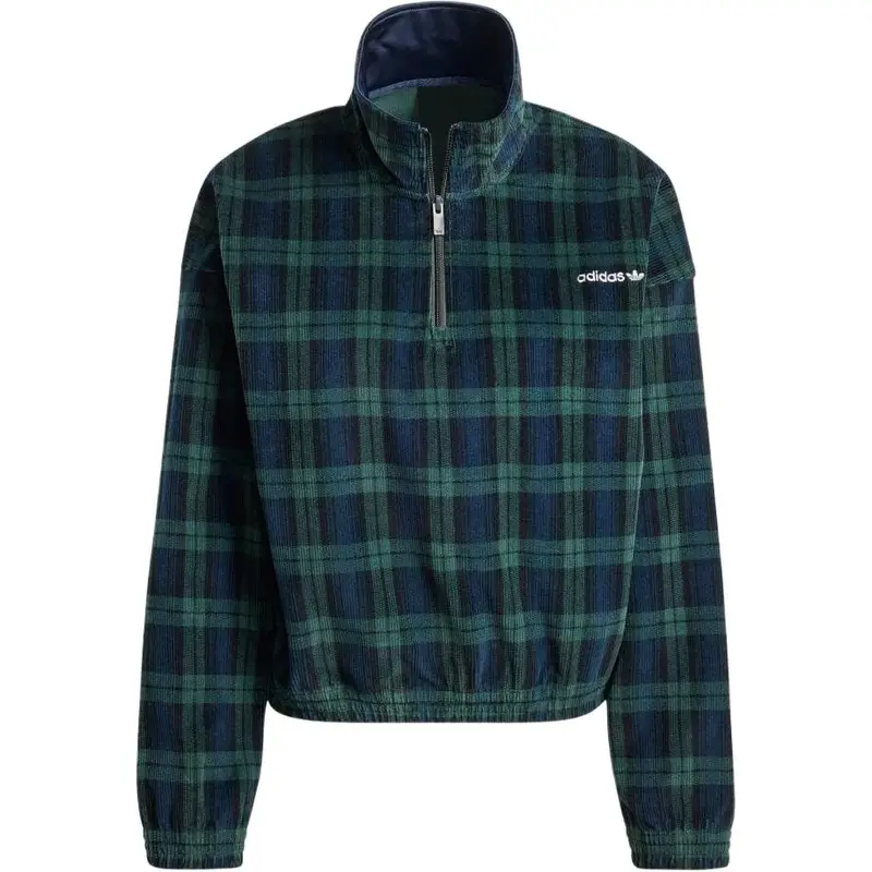 Felpa a maniche lunghe Adidas Originals Logo a quadri con mezza zip da donna Felpa Blu notte Nero Verde scuro IX1054 M