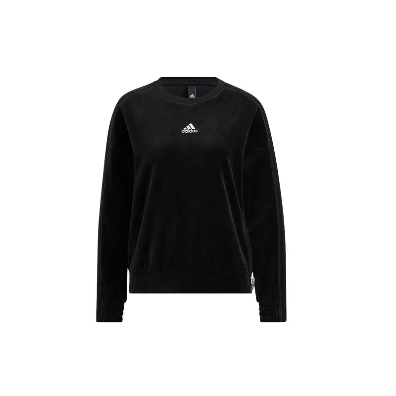 Felpa Adidas in Velluto Girocollo con Piccolo Logo Top da Donna Nero HG1843 L