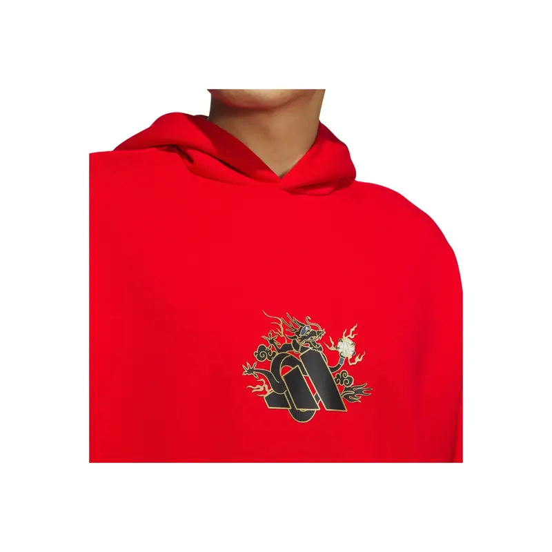 Felpa Adidas Originals FW23 Anno del Drago Serie CNY Con Logo Stampa Drago Unisex Rosso JE3500 XXXL miniatura 4