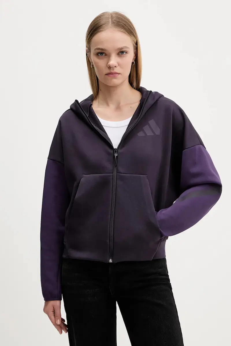 felpa adidas x Z.N.E donna colore violetto con cappuccio KC0990