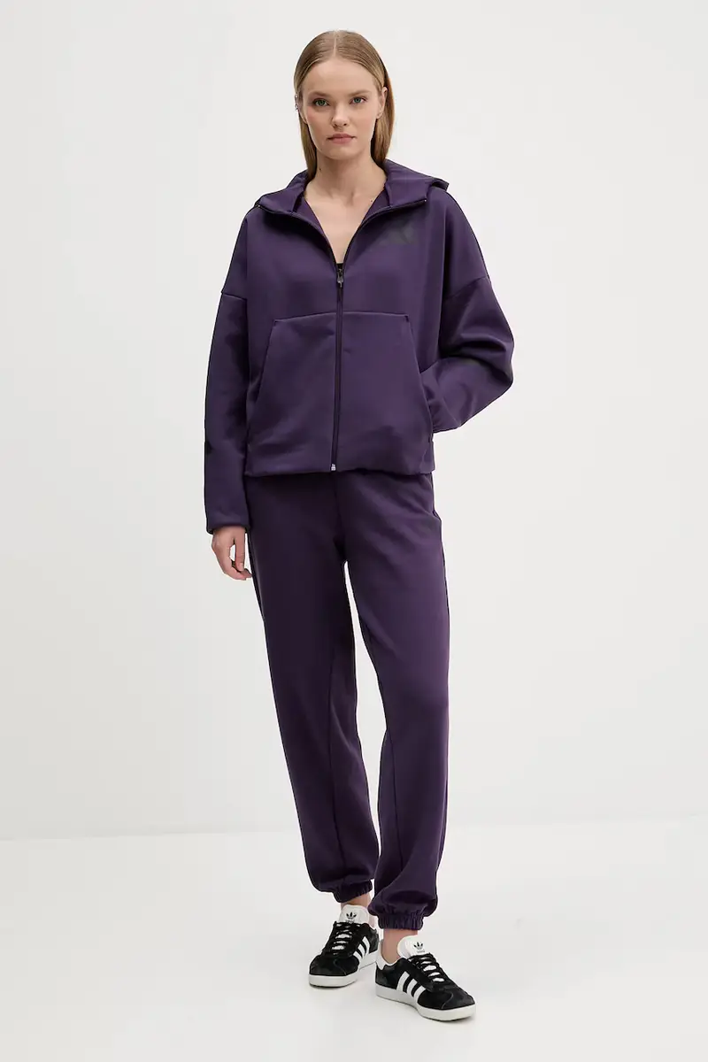 felpa adidas x Z.N.E donna colore violetto con cappuccio KC4569 miniatura 2