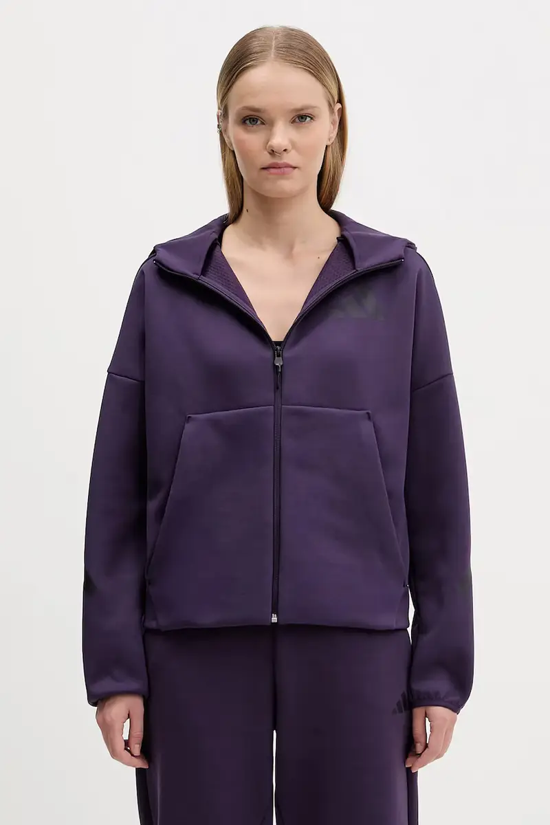 felpa adidas x Z.N.E donna colore violetto con cappuccio KC4569