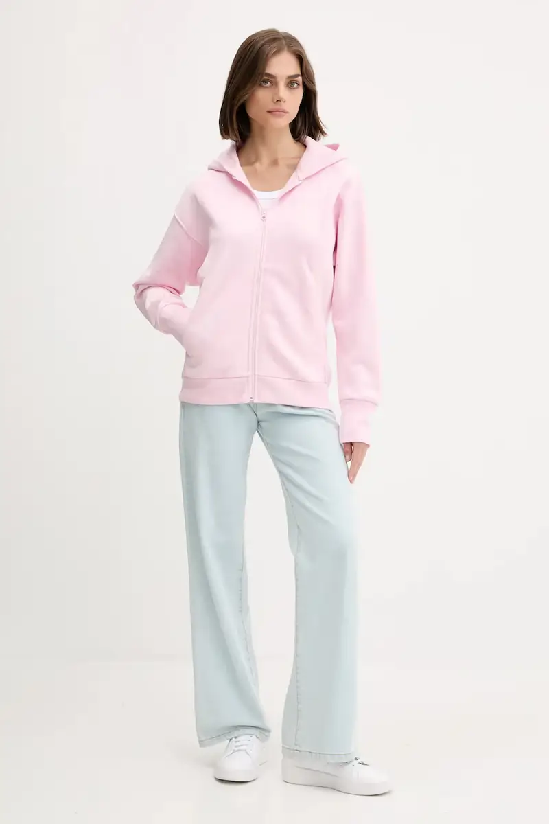 felpa All SZN donna colore rosa con cappuccio con applicazione JV7289 miniatura 2