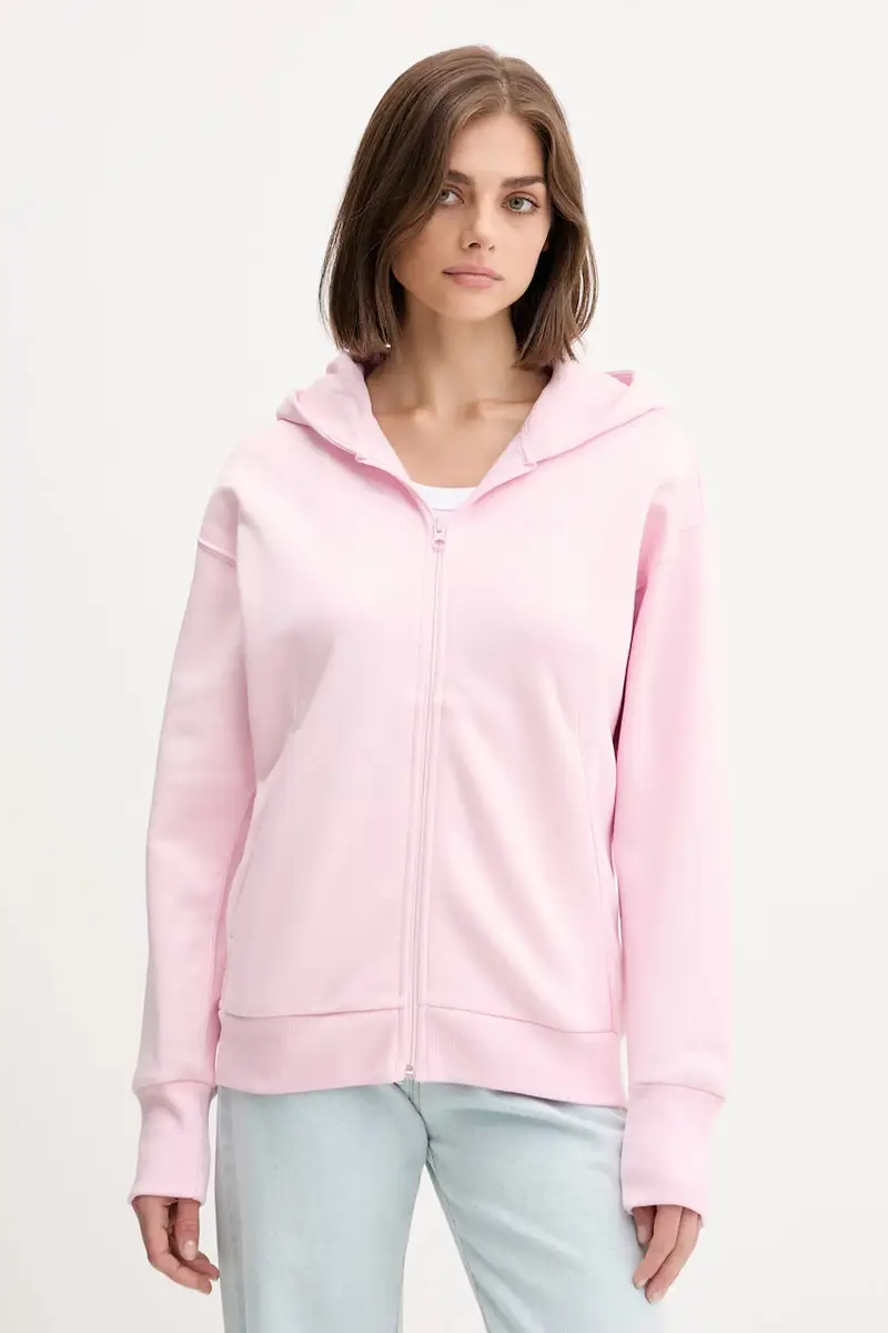 felpa All SZN donna colore rosa con cappuccio con applicazione JV7289