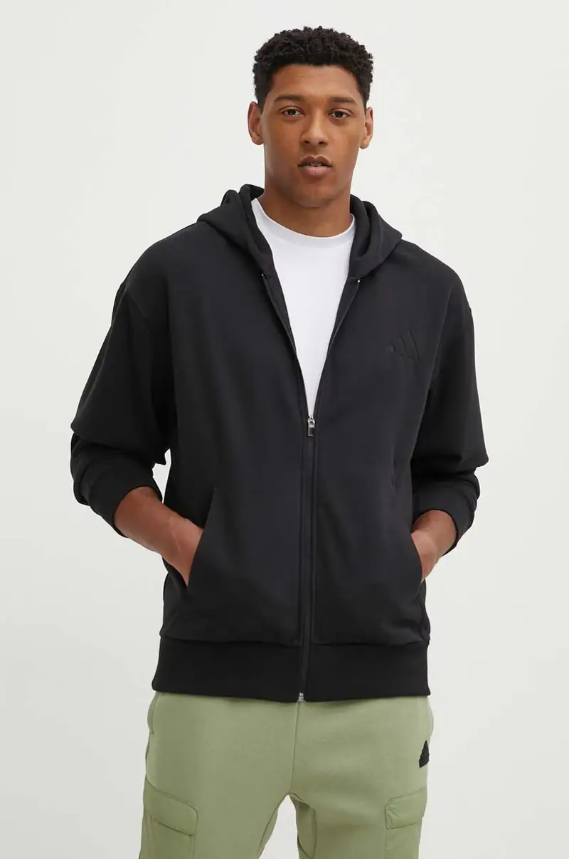 felpa All SZN uomo colore nero con cappuccio con applicazione IX1249