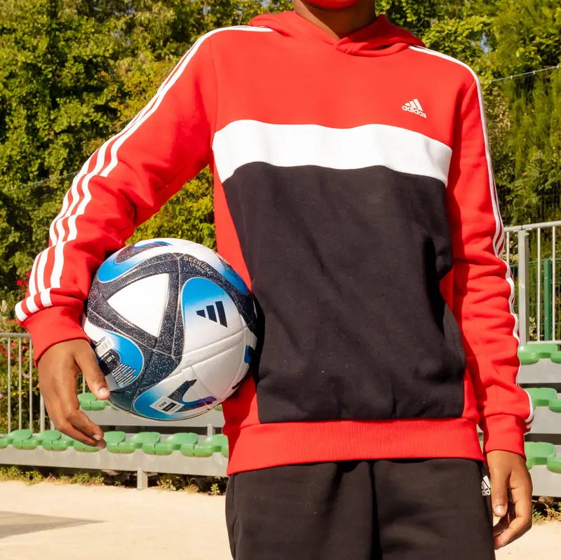 Felpa bambino ginnastica ADIDAS con cappuccio rosso-nero | Adidas