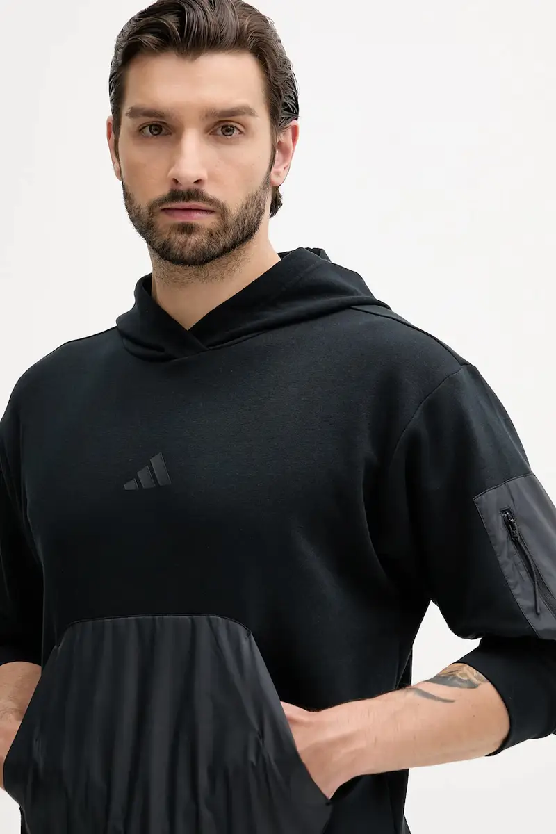 felpa City Escape uomo colore nero con cappuccio con applicazione JF3279 miniatura 4