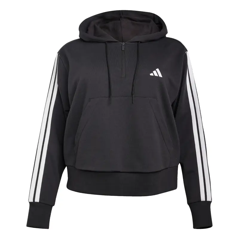 Felpa con cappuccio 1/4 zip in french terry donna adidas Essentials 3-Stripes Noir