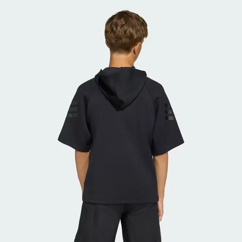 FELPA CON CAPPUCCIO A MANICA CORTA Future Icons 3 Stripes Black miniatura 4