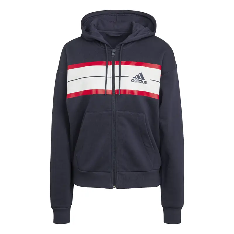 Felpa con cappuccio a righe da donna adidas Essentials Bleu