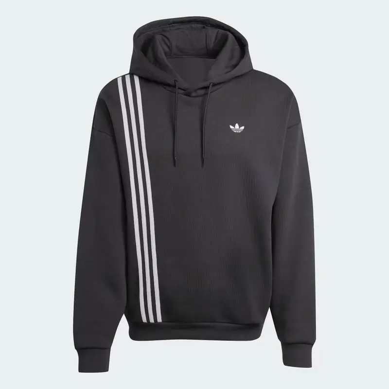 Felpa con cappuccio a strisce sul davanti Black miniatura 4