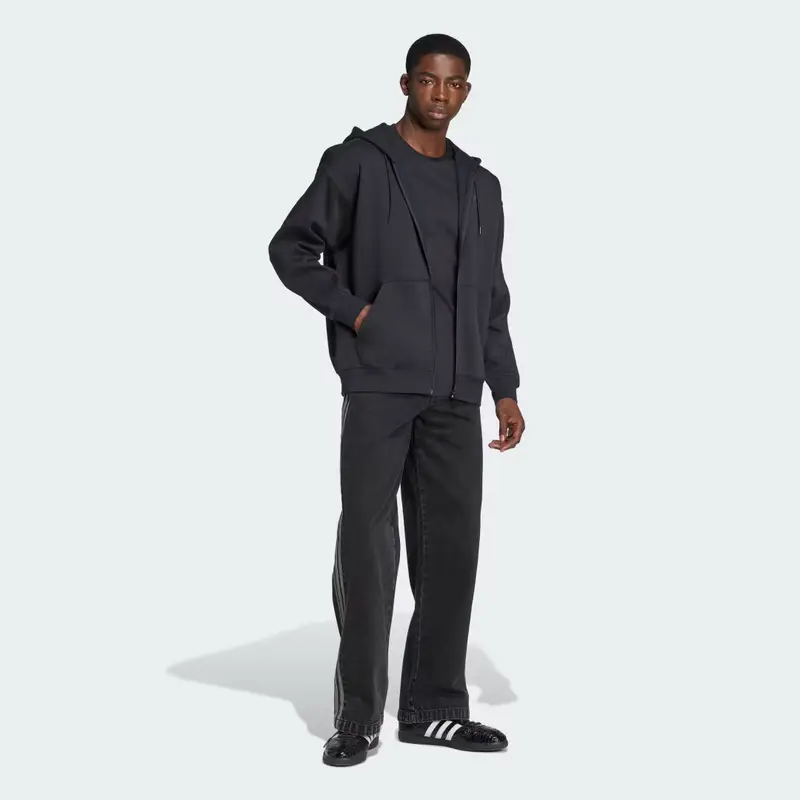 Felpa con cappuccio adidas adicolor Oversize Full-Zip Black miniatura 3