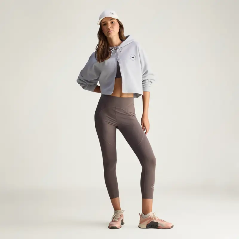 Felpa con cappuccio adidas by Stella McCartney Sportswear Cropped Clear Onix miniatura 3