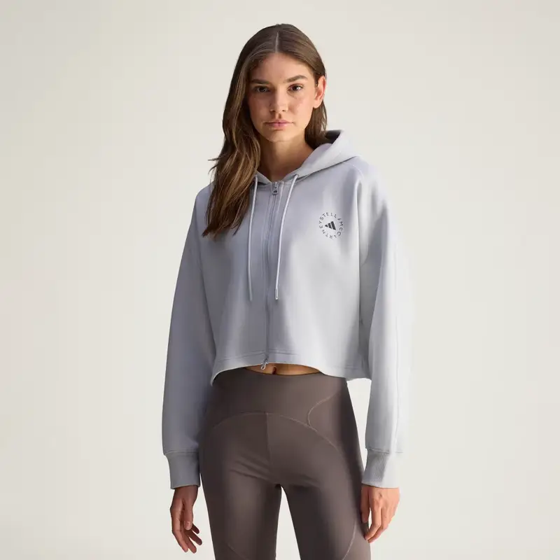 Felpa con cappuccio adidas by Stella McCartney Sportswear Cropped Clear Onix