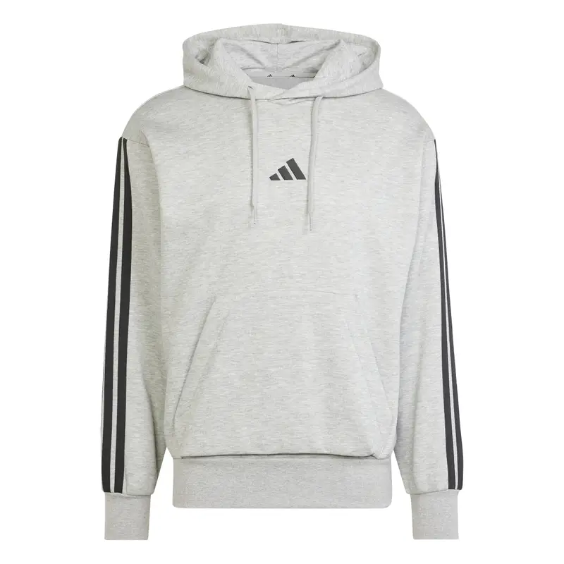 Felpa con cappuccio adidas Essentials 3-Stripes Fleece Gris