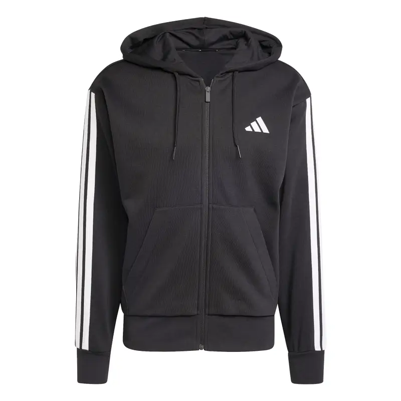 Felpa con cappuccio adidas Essentials 3-Stripes Fleece Noir