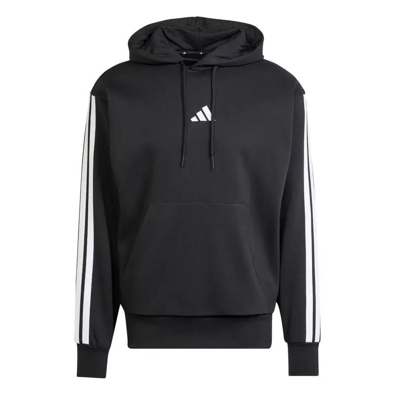 Felpa con cappuccio adidas Essentials 3-Stripes Fleece Noir