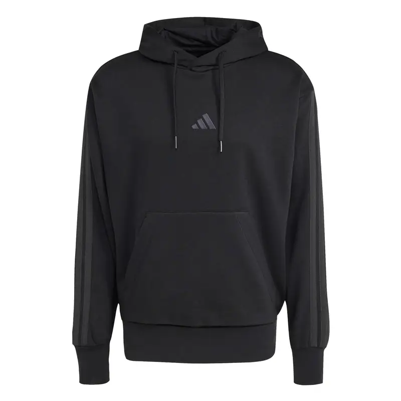 Felpa con cappuccio adidas Essentials 3-Stripes Fleece Noir