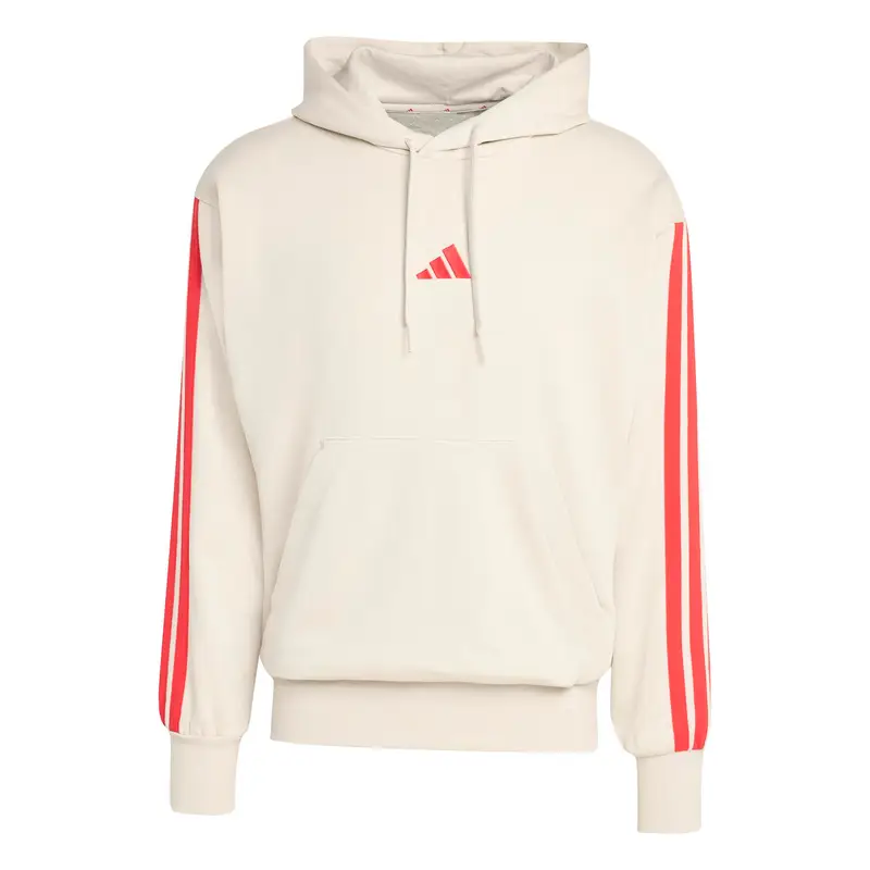 Felpa con cappuccio adidas Essentials 3-Stripes French Terry Beige