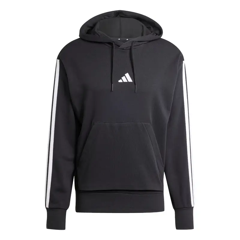Felpa con cappuccio adidas Essentials 3-Stripes French Terry Noir