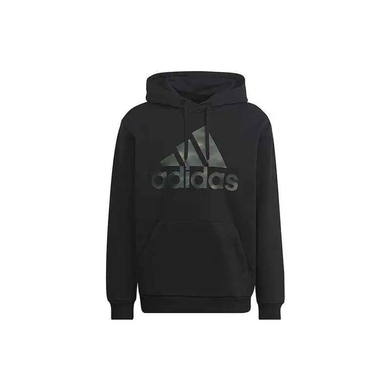 Felpa con cappuccio adidas Essentials con stampa mimetica French Terry Nera Uomo Streetwear HL6933 S