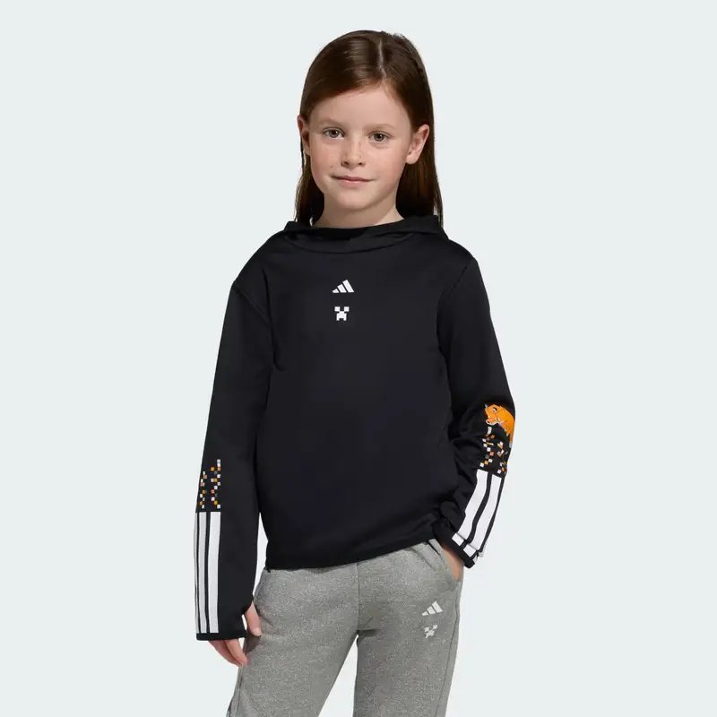 Felpa con cappuccio adidas Minecraft da allenamento 3 strisce Black miniatura 3
