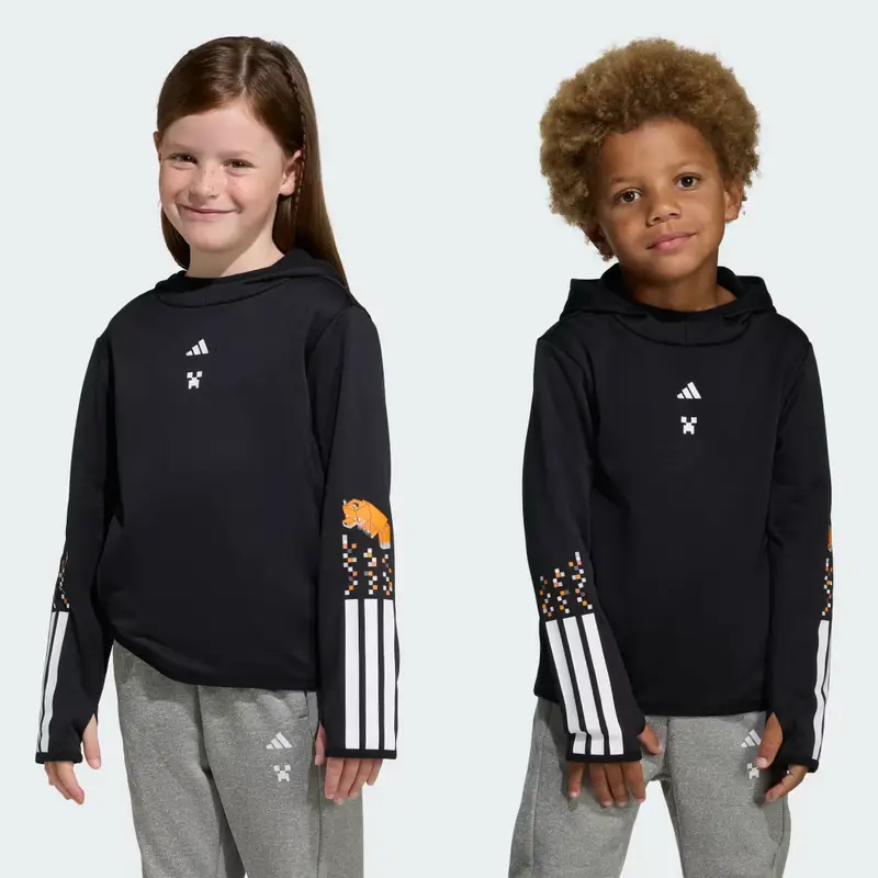 Felpa con cappuccio adidas Minecraft da allenamento 3 strisce Black