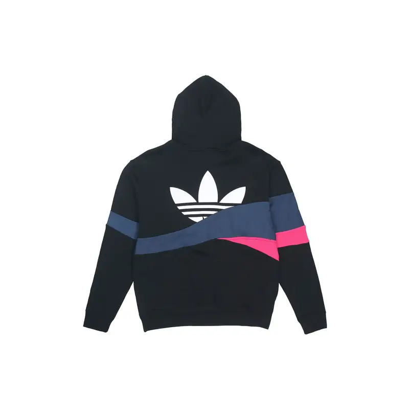 Felpa con Cappuccio Adidas Originals Logo Trifoglio Colorblock Uomo Felpa Nera H46695 L miniatura 2