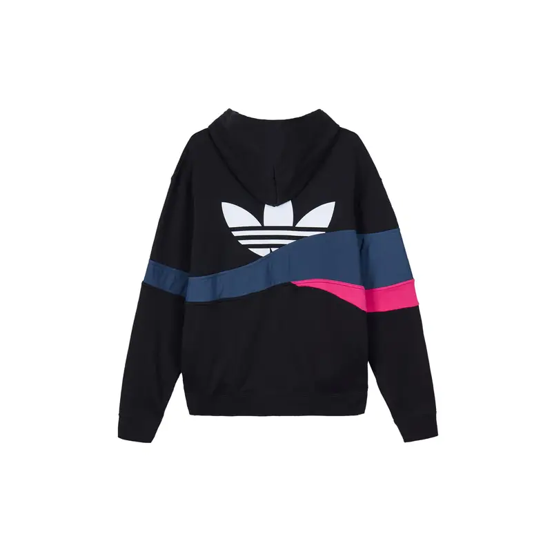 Felpa con Cappuccio Adidas Originals Logo Trifoglio Colorblock Uomo Felpa Nera H46695 L miniatura 3