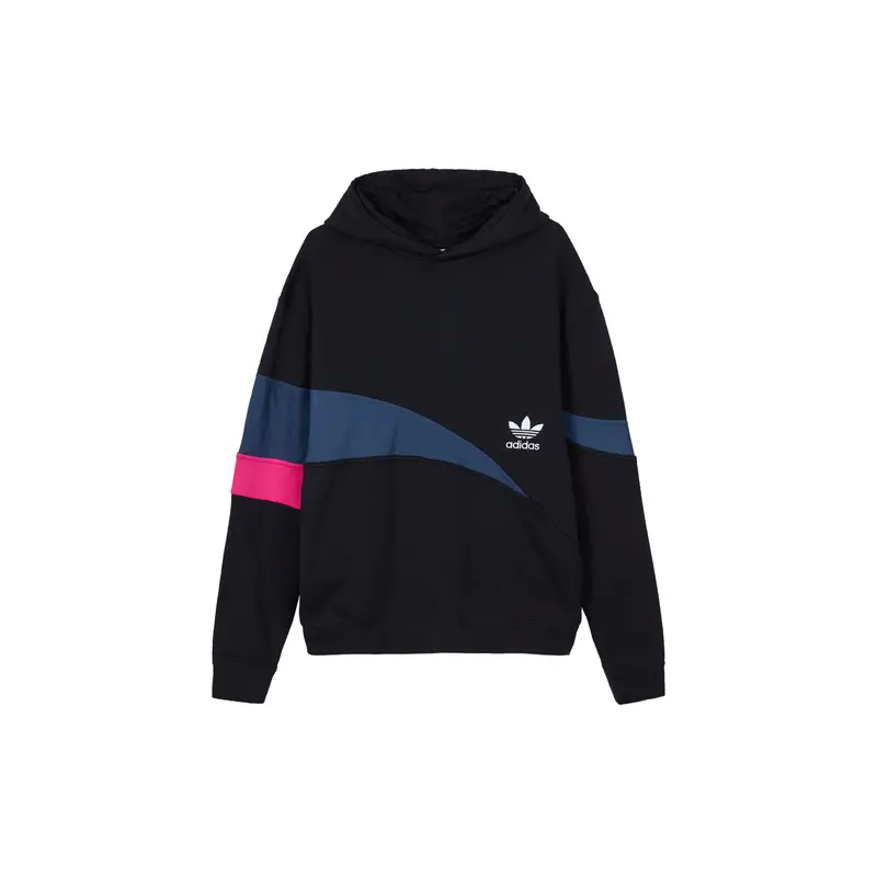 Felpa con Cappuccio Adidas Originals Logo Trifoglio Colorblock Uomo Felpa Nera H46695 M