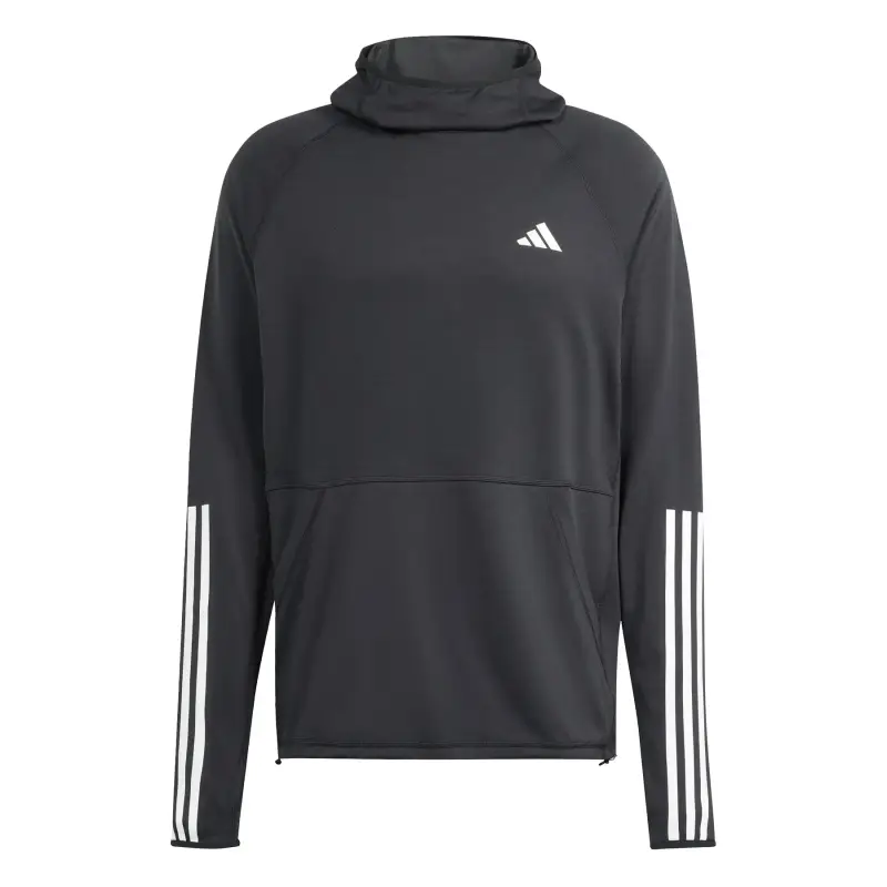Felpa con cappuccio adidas Own the Run 3 Stripes Noir