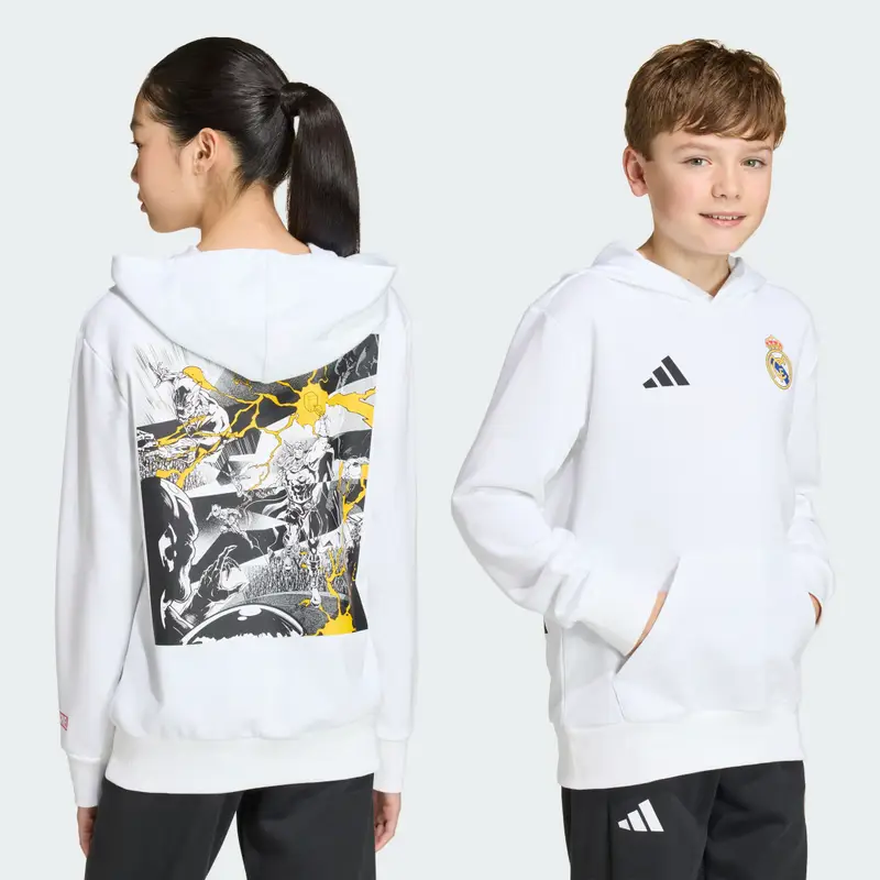Felpa con cappuccio adidas Real Madrid Avengers bambini e bambine White
