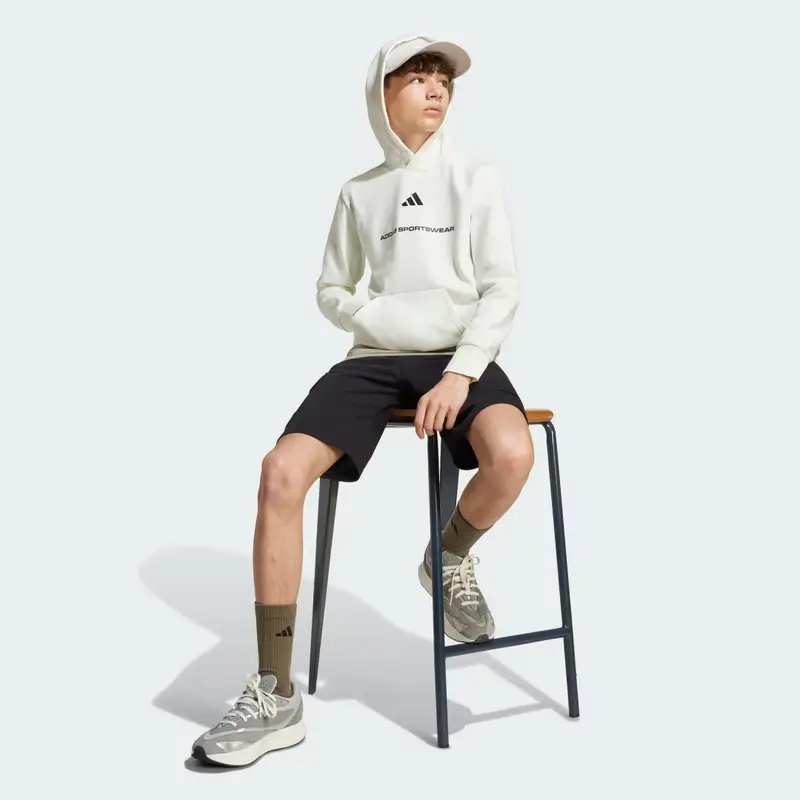 Felpa con cappuccio adidas Slogan Fleece Off White miniatura 3